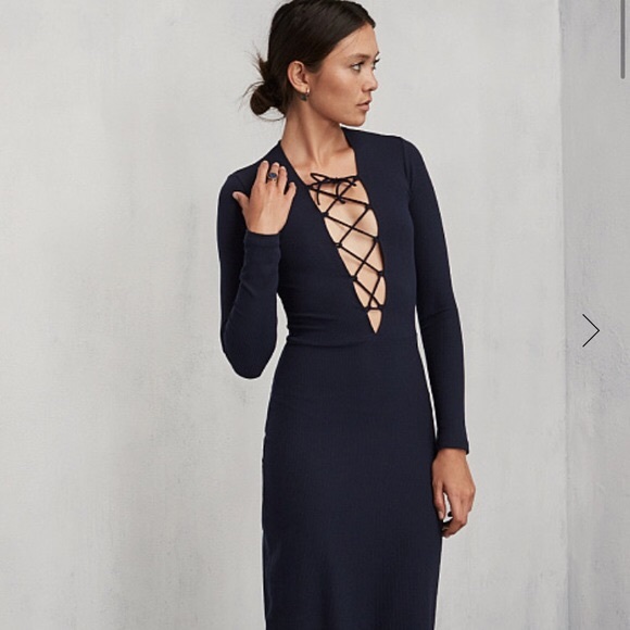 🇨🇦 Lace Me Up Rib Knit Dress Canadian Designer - Picture 2 of 7